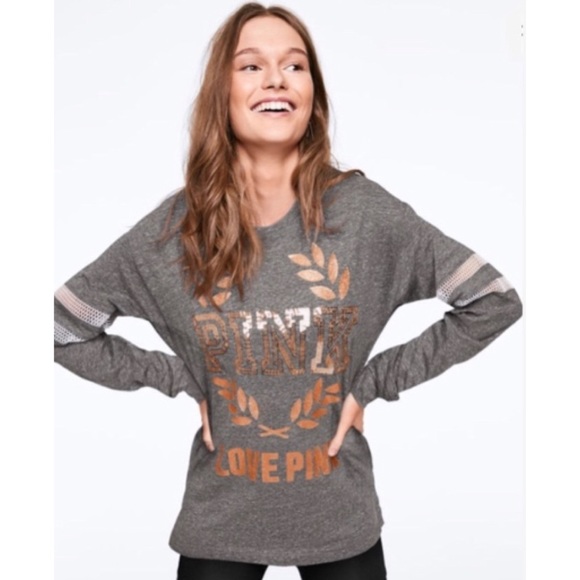 PINK Sequin Long Sleeve Mesh - Picture 2 of 5